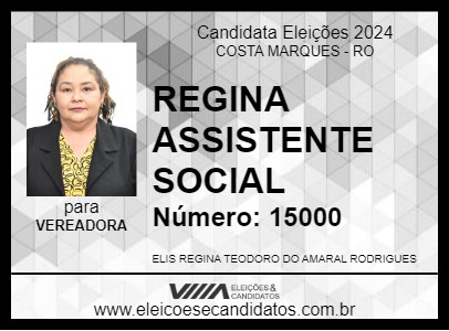 Candidato REGINA ASSISTENTE SOCIAL 2024 - COSTA MARQUES - Eleições