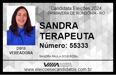 Candidato SANDRA TERAPEUTA 2024 - PRIMAVERA DE RONDÔNIA - Eleições