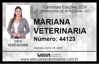 Candidato MARIANA VETERINARIA 2024 - PRIMAVERA DE RONDÔNIA - Eleições