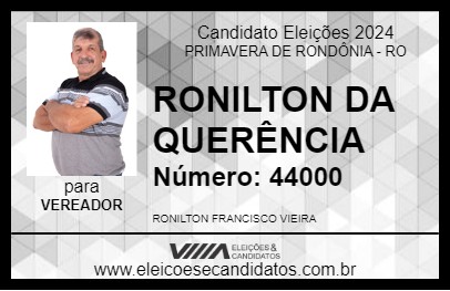 Candidato RONILTON DA QUERÊNCIA 2024 - PRIMAVERA DE RONDÔNIA - Eleições