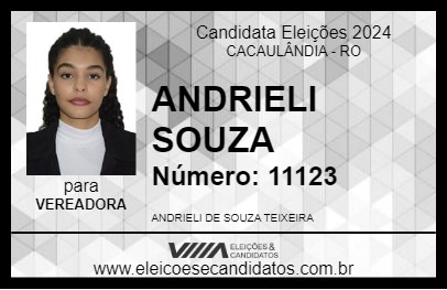 Candidato ANDRIELI SOUZA 2024 - CACAULÂNDIA - Eleições