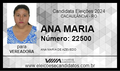 Candidato ANA MARIA 2024 - CACAULÂNDIA - Eleições