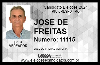 Candidato JOSE DE FREITAS 2024 - RIO CRESPO - Eleições