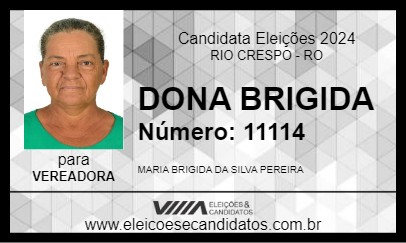 Candidato DONA BRIGIDA 2024 - RIO CRESPO - Eleições