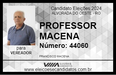 Candidato PROFESSOR MACENA 2024 - ALVORADA DO OESTE - Eleições