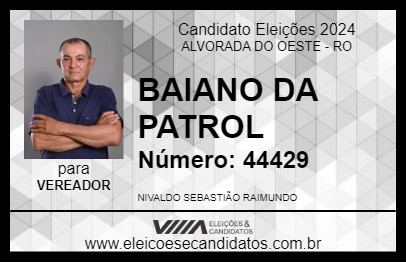 Candidato BAIANO DA PATROL 2024 - ALVORADA DO OESTE - Eleições