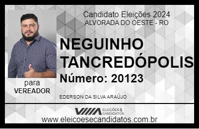 Candidato NEGUINHO TANCREDÓPOLIS 2024 - ALVORADA DO OESTE - Eleições