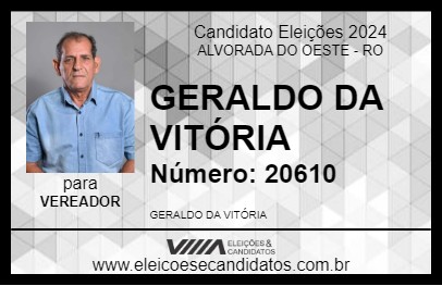 Candidato GERALDO DA VITÓRIA 2024 - ALVORADA DO OESTE - Eleições