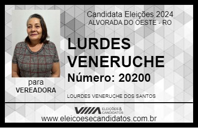 Candidato LURDES VENERUCHE 2024 - ALVORADA DO OESTE - Eleições