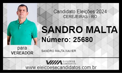 Candidato SANDRO MALTA 2024 - CEREJEIRAS - Eleições