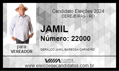 Candidato JAMIL 2024 - CEREJEIRAS - Eleições