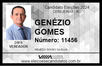 Candidato GENÉZIO GOMES 2024 - CEREJEIRAS - Eleições