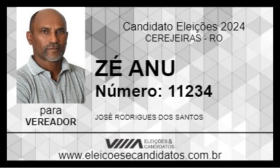 Candidato ZÉ ANU 2024 - CEREJEIRAS - Eleições