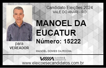 Candidato MANOEL DA EUCATUR 2024 - VALE DO ANARI - Eleições