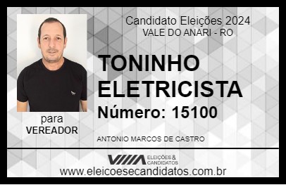 Candidato TONINHO ELETRICISTA 2024 - VALE DO ANARI - Eleições