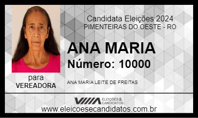 Candidato ANA MARIA 2024 - PIMENTEIRAS DO OESTE - Eleições