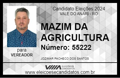 Candidato MAZIM DA AGRICULTURA 2024 - VALE DO ANARI - Eleições