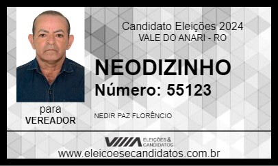 Candidato NEODIZINHO 2024 - VALE DO ANARI - Eleições