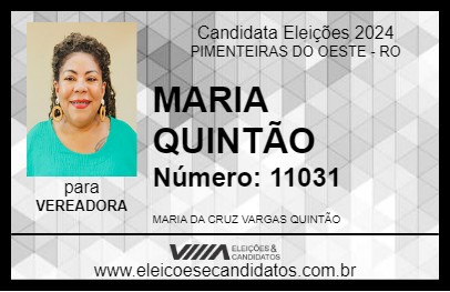 Candidato MARIA QUINTÃO 2024 - PIMENTEIRAS DO OESTE - Eleições