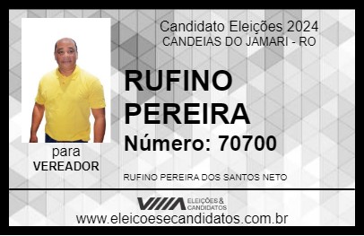 Candidato RUFINO PEREIRA 2024 - CANDEIAS DO JAMARI - Eleições