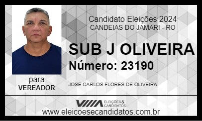 Candidato SUB J OLIVEIRA 2024 - CANDEIAS DO JAMARI - Eleições