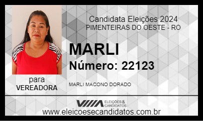 Candidato MARLI 2024 - PIMENTEIRAS DO OESTE - Eleições