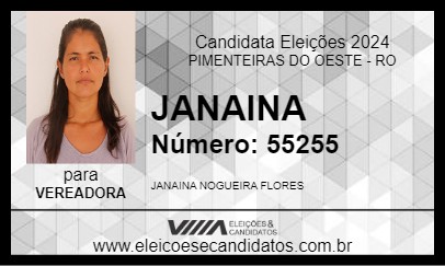 Candidato JANAINA 2024 - PIMENTEIRAS DO OESTE - Eleições