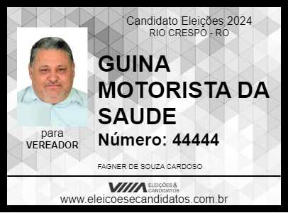 Candidato GUINA MOTORISTA DA SAUDE 2024 - RIO CRESPO - Eleições