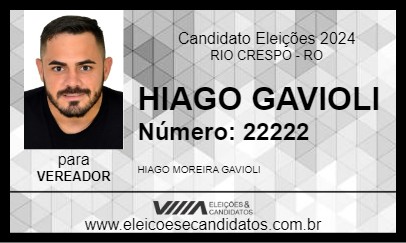 Candidato HIAGO GAVIOLI 2024 - RIO CRESPO - Eleições