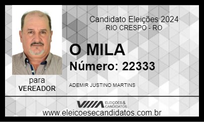 Candidato O MILA 2024 - RIO CRESPO - Eleições