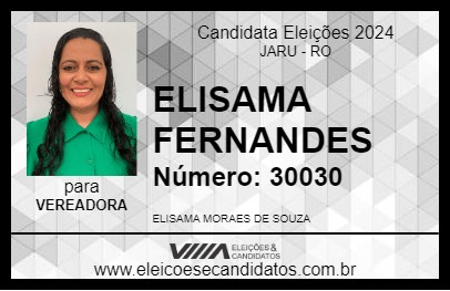 Candidato ELISAMA FERNANDES 2024 - JARU - Eleições