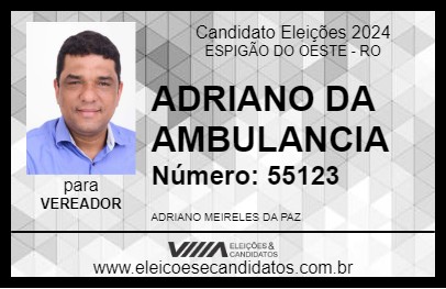 Candidato ADRIANO DA AMBULANCIA 2024 - ESPIGÃO DO OESTE - Eleições