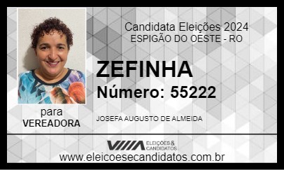 Candidato ZEFINHA 2024 - ESPIGÃO DO OESTE - Eleições