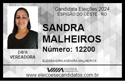 Candidato SANDRA MALHEIROS 2024 - ESPIGÃO DO OESTE - Eleições