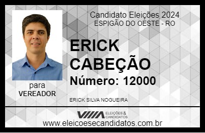 Candidato ERICK CABEÇÃO 2024 - ESPIGÃO DO OESTE - Eleições