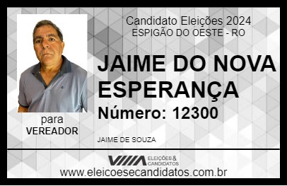 Candidato JAIME DO NOVA ESPERANÇA 2024 - ESPIGÃO DO OESTE - Eleições