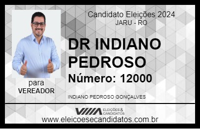 Candidato DR INDIANO PEDROSO 2024 - JARU - Eleições