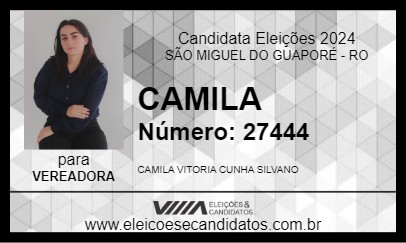 Candidato CAMILA 2024 - SÃO MIGUEL DO GUAPORÉ - Eleições