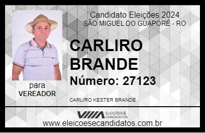 Candidato CARLIRO BRANDE 2024 - SÃO MIGUEL DO GUAPORÉ - Eleições