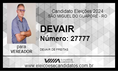 Candidato DEVAIR 2024 - SÃO MIGUEL DO GUAPORÉ - Eleições