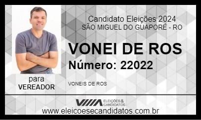 Candidato VONEI DE ROS 2024 - SÃO MIGUEL DO GUAPORÉ - Eleições