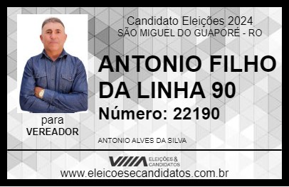 Candidato ANTONIO FILHO DA LINHA 90 2024 - SÃO MIGUEL DO GUAPORÉ - Eleições