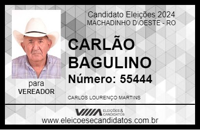 Candidato CARLÃO BAGULINO 2024 - MACHADINHO D\OESTE - Eleições