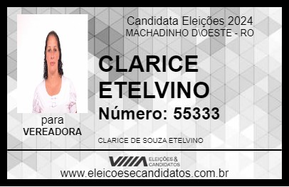 Candidato CLARICE ETELVINO 2024 - MACHADINHO D\OESTE - Eleições