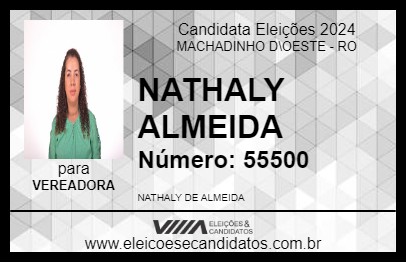 Candidato NATHALY ALMEIDA 2024 - MACHADINHO D\OESTE - Eleições