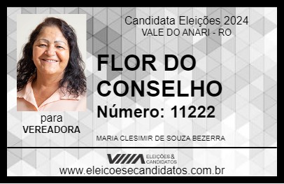 Candidato FLOR DO CONSELHO 2024 - VALE DO ANARI - Eleições