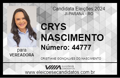 Candidato CRYS NASCIMENTO 2024 - JI-PARANÁ - Eleições