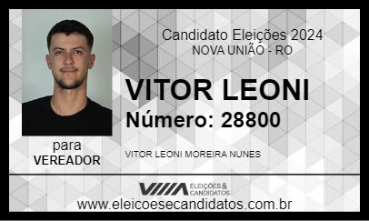 Candidato VITOR LEONI 2024 - NOVA UNIÃO - Eleições