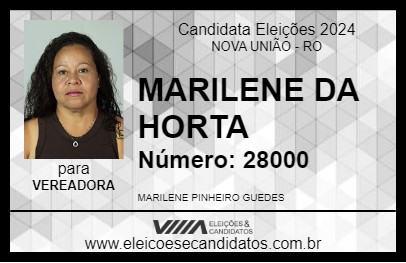 Candidato MARILENE DA HORTA 2024 - NOVA UNIÃO - Eleições