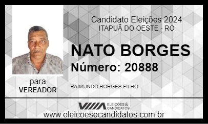 Candidato NATO BORGES 2024 - ITAPUÃ DO OESTE - Eleições